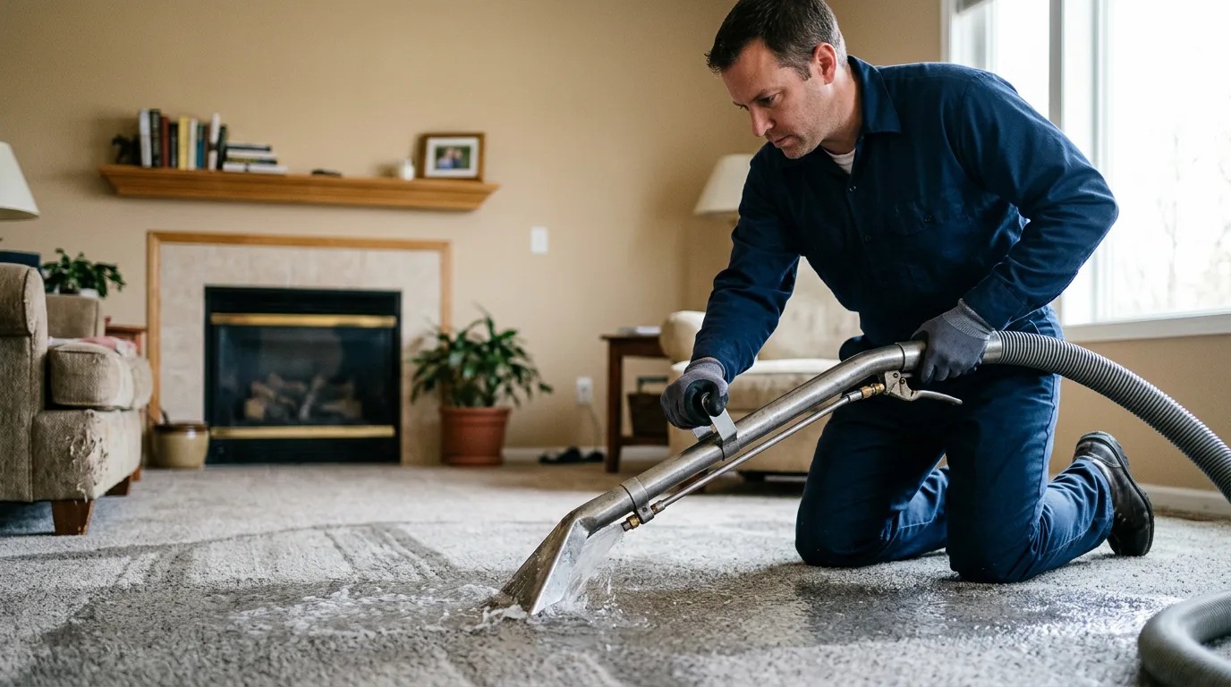 Water damage restoration technician working near Kinney, MN